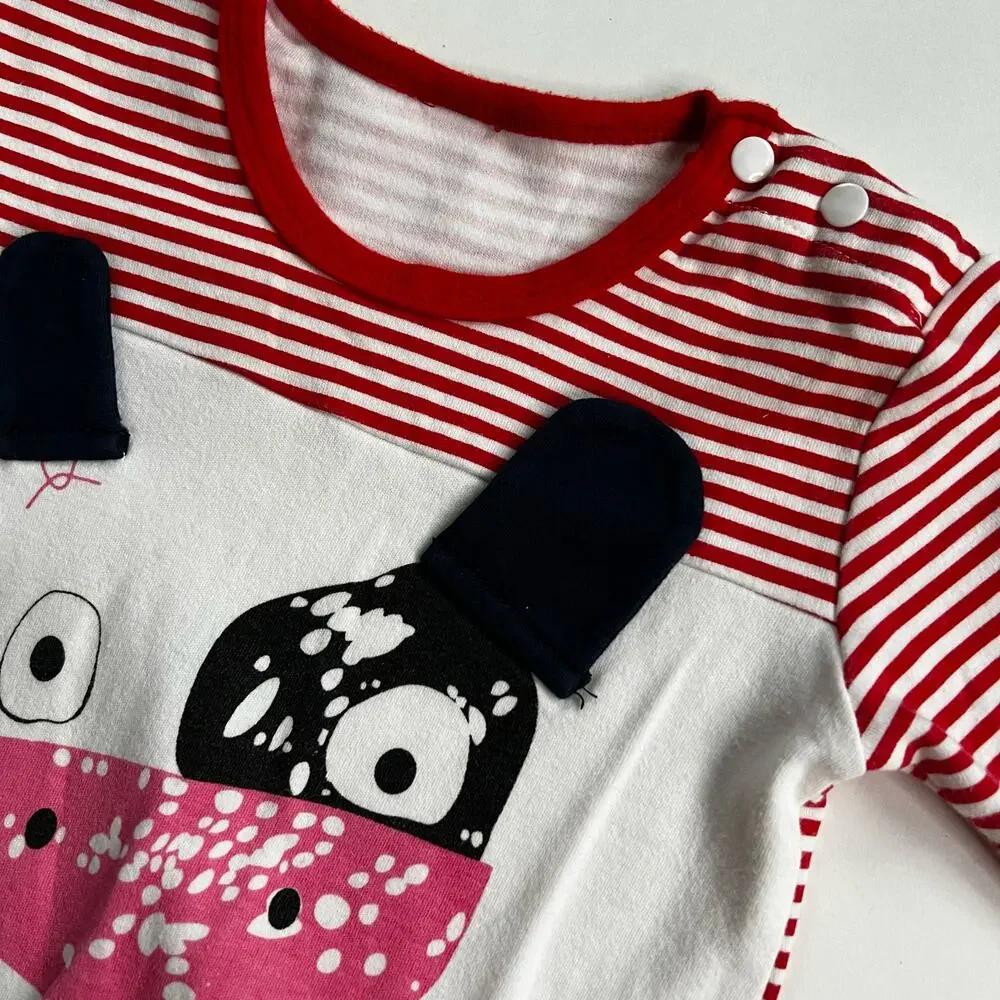 Baby One Piece Outfit w Cow 3D Ears